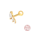 Macro shot of gold-plated S925 sterling silver paw stud earring with marquise gemstones - #2 Triple Marquise Cluster (Single) / Gold