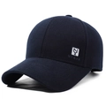 Navy blue baseball cap with NY embroidery, premium wool blend fabric for men - Adjustable / Navy Blue