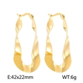 Pendientes de aro dorados vintage forma U irregular torcida, tamaño 42x22mm y peso de 6g - Dorado