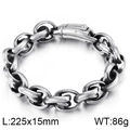 Titanstahl O-Kettenarmband für Herren, klobiges poliertes Gliederdesign 225x15mm - Kühner Ovaler Link Stil (KB109007-BD)