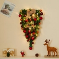 Inverted triangular Christmas swag with warm LED lights, pine cones and red gold ornaments - Style A Teardrop Swag With LED Lights