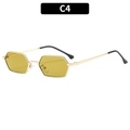 Lunettes de soleil polygonales vintage en métal doré avec verres jaunes, style C4 - Monture Or Vert