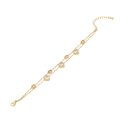 Bracelet double chaîne dorée avec cristaux de zircone clairs en forme de cœur et ovales - Style de Charme Coeur et Ovale (5#)