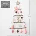 60cm DIY wooden wall-mounted Christmas tree with pink ornaments and LED lights - Pink & White Hanging Tree Set 60cm