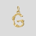 Pendentif lettre G en acier doré avec un design unique de texture de bambou - Or-G