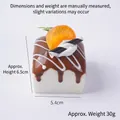 Realistic orange and chocolate square cake model fake dessert with 6.5cm height - Orange - Brown Jam Square Cake