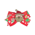 Pince à cheveux rouge de Noël avec motif Père Noël et détails en paillettes dorées - Motif de Noël Rouge (13#)