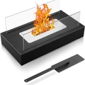 Cheminée portable au bioéthanol noire avec vitres latérales et flamme orange vive - Réservoir Intégré de 500ml / Noir