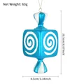 Blue Christmas candy ornament with white spiral texture and golden string hanger - 20cm Blue White Square Spiral