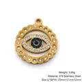 Golden 316 stainless steel evil eye pendant with white zircon stones and blue eye - Evil Eye