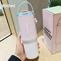 Pink and white gradient insulated coffee cup with 900ml capacity and bear charm - 30oz / Pink