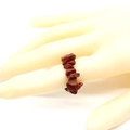Elastic ring featuring natural raw red jasper stone chips in a boho minimalist style - Red Jasper