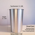 Aluminum flower bucket with silver brushed finish, size 22.5x15.5cm for floral storage - Round Aluminum Bucket (Small)