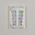 Vibrant emerald green press-on nails with 3D floral and starfish designs, 24pcs set - Colorful Smudge 3D Flower (WY-025)