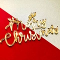 Decorazione per torta Merry Christmas in acrilico dorato per feste di Natale su rosso - Corna Buon Natale