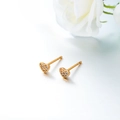Elegant gold heart stud earrings with sparkling pavé crystals for a luxury look - Hollow Full Pave Heart / Gold