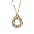 Gold-tone titanium steel necklace with hollow pear-shaped pendant and pavé zircons - Gold Water Drop Hollow Style (KN197592-Z)