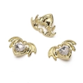Golden heart pendants with bat wings and clear zircon for DIY necklace making - Transparent Heart Wings