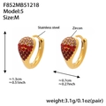 Macro view of teardrop 18k gold plated earrings with red and pink zircon measurements - Red (Medium)