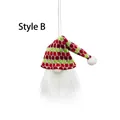 Detail of Style B Christmas gnome ornament with red green knit hat and white beard - Style B