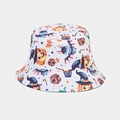 White Halloween bucket hat with pumpkin and bat prints for a festive casual look - White Pumpkin Bat Print (2# Color)