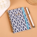 A6 geometric triangle spiral notebook with blue elastic band and white pen set - Blue Triangle