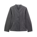 Deep grey tweed collarless blazer for women with three-button closure and slim fit - XS / Gray