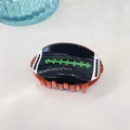 American football shaped hair claw clip with orange and black sporty design - Black Stitching Football (6.8cm)