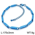 Minimalist blue stainless steel diamond chain bracelet with adjustable lobster clasp closure - Blue (KB190884-Z)