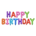 Close-up of colorful Happy Birthday foil balloons with white heart-shaped polka dots - HAPPY BIRTHDAY-Colorful Dots Balloon