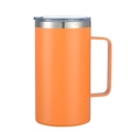 Orange 24oz stainless steel insulated mug with handle and transparent splash-proof lid - Matte Orange
