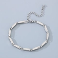 Silver stainless steel bracelet with geometric rectangular links and lobster clasp - Steel Color Bracelet (KB190883-Z)