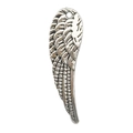 Vintage silver feather pendant with detailed texture and hanging loop on white background - Wings (8986)