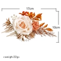 Boho Handgelenk-Korsage mit cremefarbener Rose, Perlen und Goldblättern für Hochzeiten - Handgelenk-Corsage