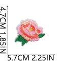 Detailed size measurement of pink flower embroidery patch showing 4.7cm height and 5.7cm width - No.21 (Pink Floral Cluster)