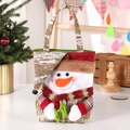 Christmas gift bag with 3D snowman, striped scarf, and brown bark texture pattern - 27*41cm / Snowman