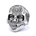 Gothic skull ring for men with intricate mandala carvings in vintage silver stainless steel - Retro Silver (14505) / US 7