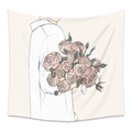 Tapestrie murale minimaliste avec illustration d'une fille tenant des roses - GT20016-Jeune Fille Tenant des Fleurs