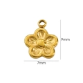Macro detail of 9x7mm gold-plated 14K stainless steel flower charm for DIY jewelry - 7102 Small Flower