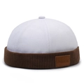 Berretto docker bicolore bianco e marrone con dettaglio patch in pelle alla moda - Regolabile / Bianco