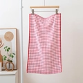 Absorbent thick cotton tea towel featuring a classic red and white checkered pattern - Red
