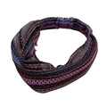 Elastic knitted wide headband with colorful wavy patterns for women fashion styling - Purple Pink Gray Black Zigzag