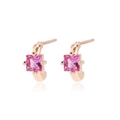 Elegant 18k rose gold earrings with square-cut pink zircon stones for women - Rose Gold Purple Zirconia Style (E2489)