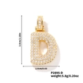 Ciondolo lettera D dorato con zirconi, stile hip hop, altezza 3,0 cm con misure - Pendaglio oro lettera D