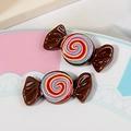 Pair of colorful resin candy spiral lollipops for DIY phone cases and hair accessories - Brown