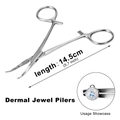 Dettaglio della pinza per gioielli dermici in acciaio inossidabile da 14,5 cm per piercing - Pinze per ancoraggio dermale (singola)