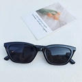 Classic black square cat eye sunglasses with glossy frame and dark lenses for street style - Black and Gray