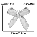 Silver 304 stainless steel bow pendant with dimensions 2.6cm by 2.9cm and weight specs - 3D Striped Bow / Silver