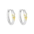Pendientes de aro minimalistas de plata S925 con motivo de estrella dorada y plata - Plata 925 / Oro Blanco + Oro de 18 Quilates
