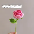 Handmade crochet pink rose flower with green stem and leaf for Mothers Day gift - Dual Tone Pink Rose